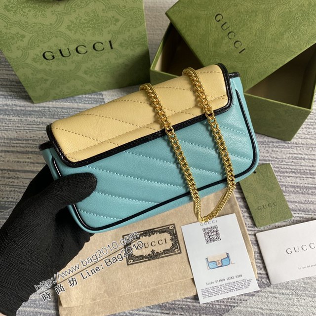 Gucci新款包包 古馳Marmont系列小號鏈條肩背包 Gucci斜紋絎縫皮迷你斜背包 574969  ydg3177